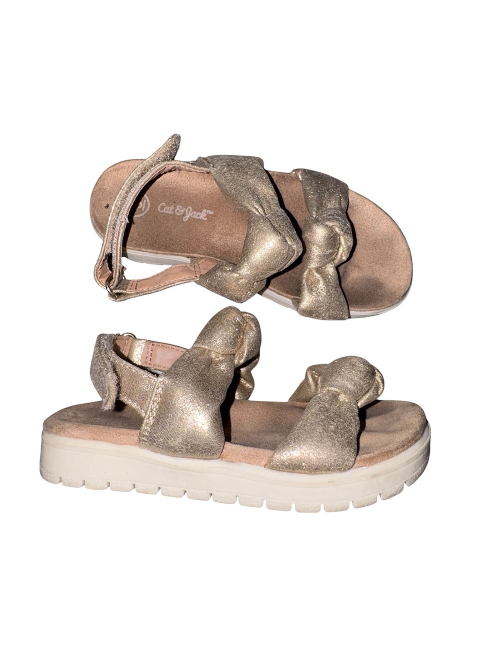 Cat & Jack Girls Metallic Gold Knot Strap Platform Sandals